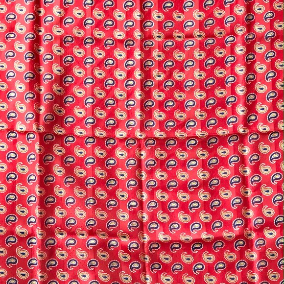 Vintage Italian Paisley Scarf Handkerchief Polyester Made Italy Red White Blue - Picture 3 of 11